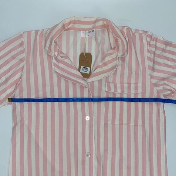 Stripe & Stare Pj Top Women’s Size Medium New With Tag Pink Striped Short Sleeve - Picture 7 of 9